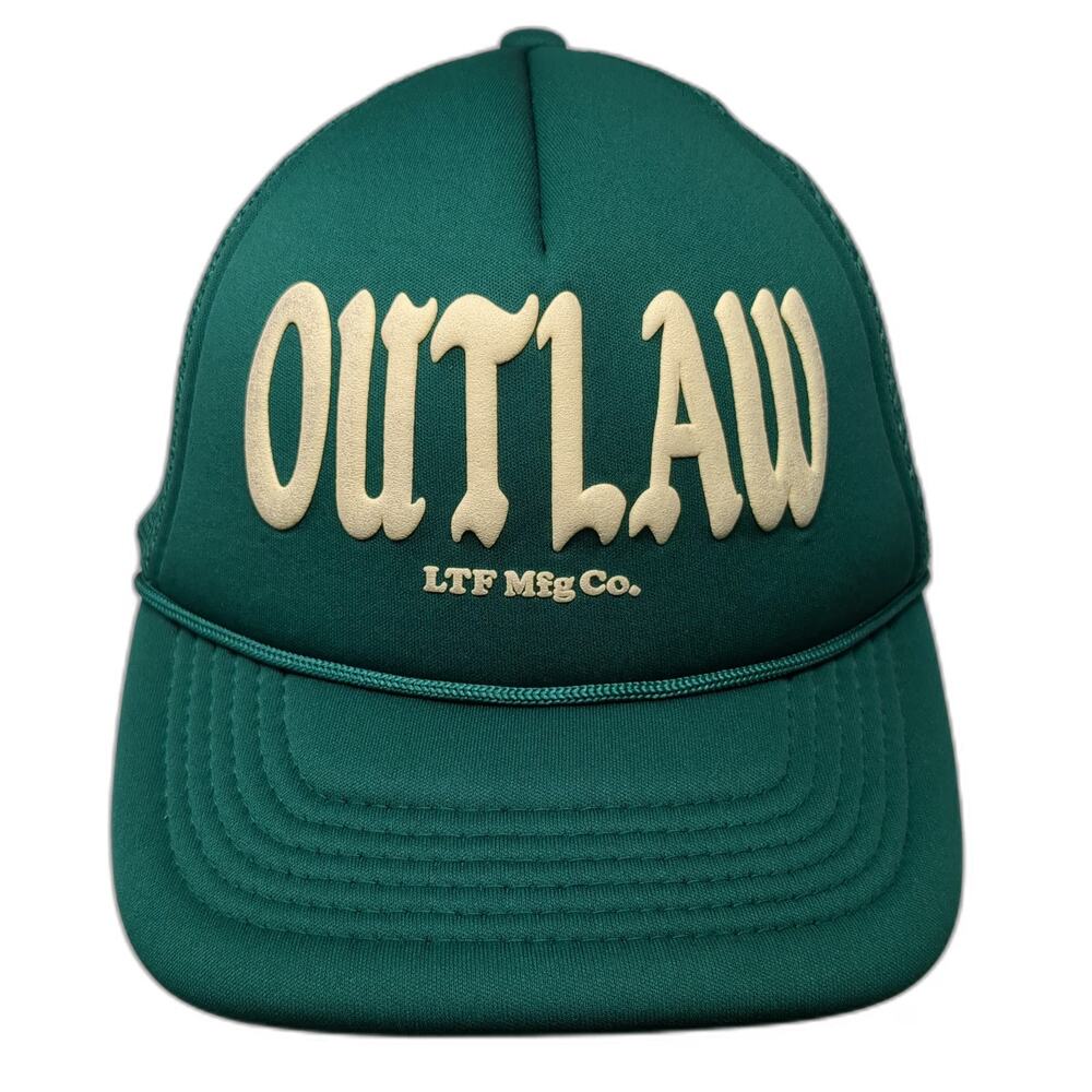 LTF Outlaw Mfg Co Trucker Hat Green One Size Mesh Snapback Rope